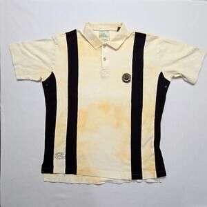 Vintage Polo Team Polo Large Distressed Striped Beige Black Shirt 90s VTG